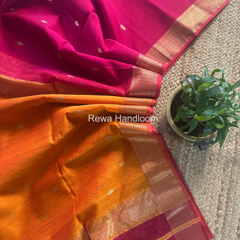 Maheshwari Rani Pink Flower Butti Saree PTB0159