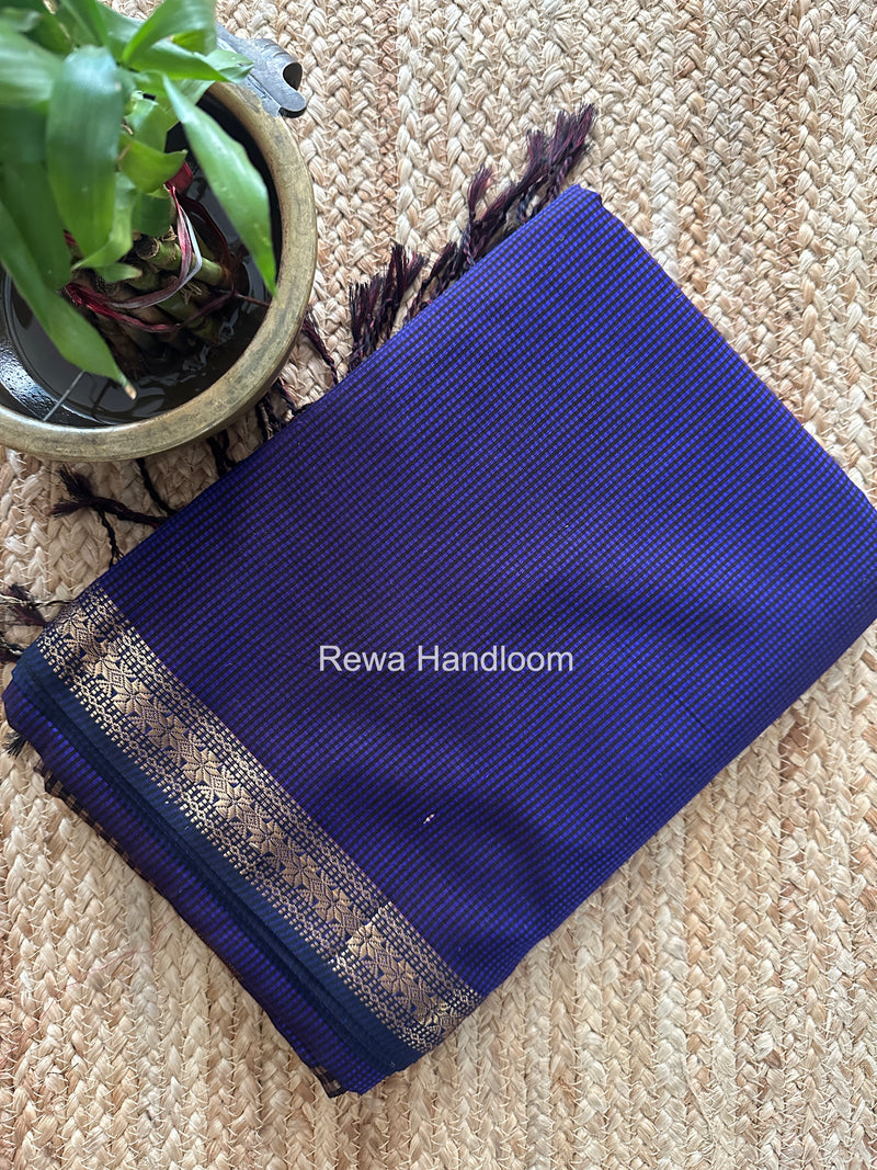 Maheshwari Blue Garbha Reshami Silk Saree GS357