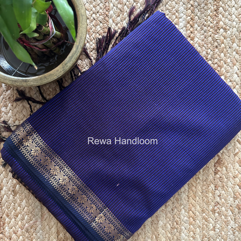 Maheshwari Blue Garbha Reshami Silk Saree GS357
