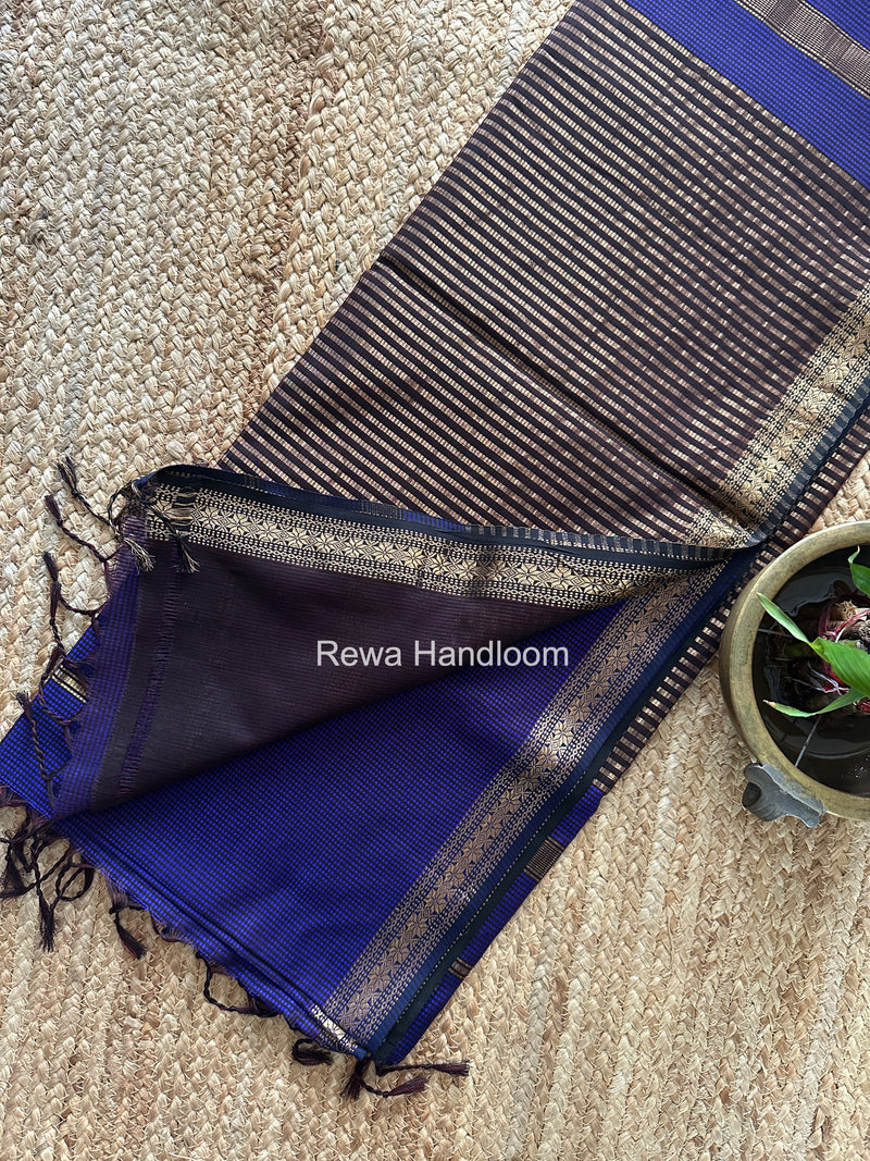 Maheshwari Blue Garbha Reshami Silk Saree GS357