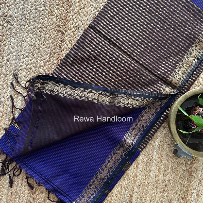 Maheshwari Blue Garbha Reshami Silk Saree GS357