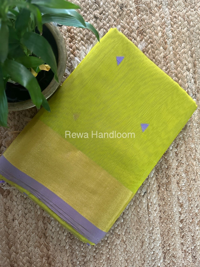 Parrot Green Zari Butti Maheshwari Saree SB0155