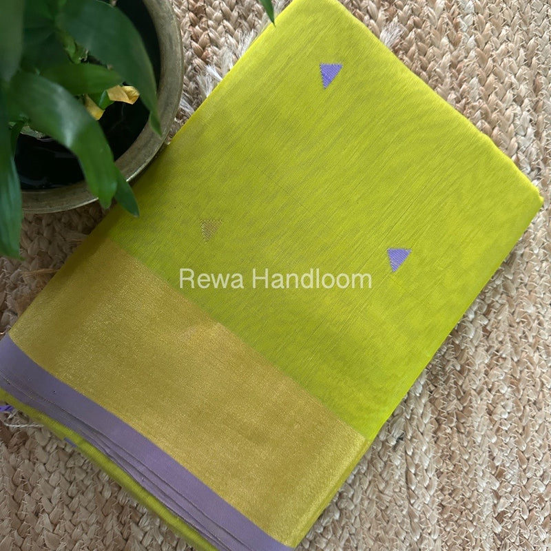 Parrot Green Zari Butti Maheshwari Saree SB0155