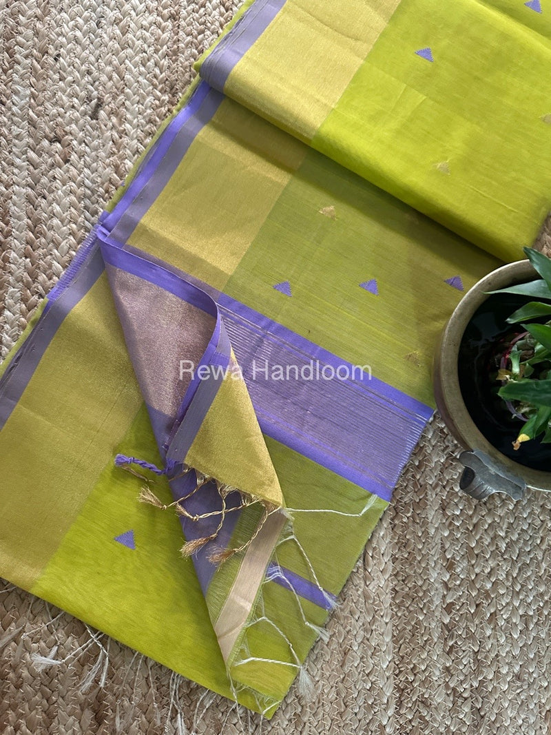 Parrot Green Zari Butti Maheshwari Saree SB0155