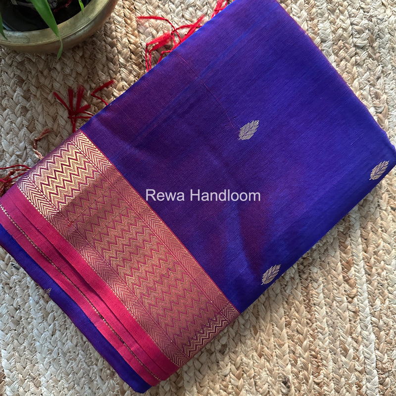 Maheshwari Purple Flower Butti Saree PTB0160
