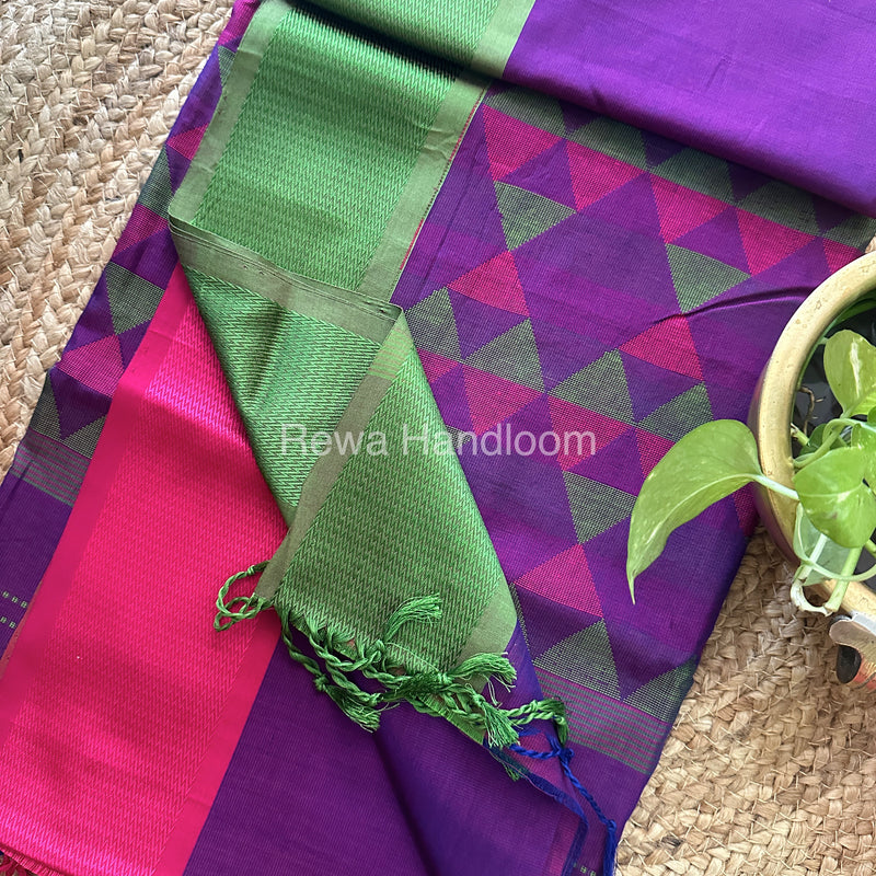 Maheshwari Purple Heavy Pallu Saree-DPS011