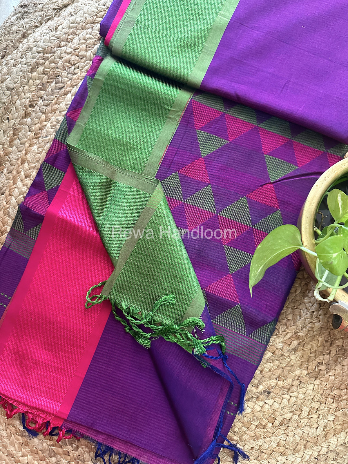 Maheshwari Purple Heavy Pallu Saree-DPS011