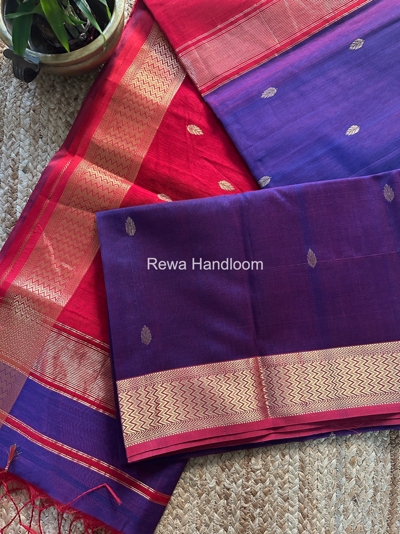 Maheshwari Purple Flower Butti Saree PTB0160
