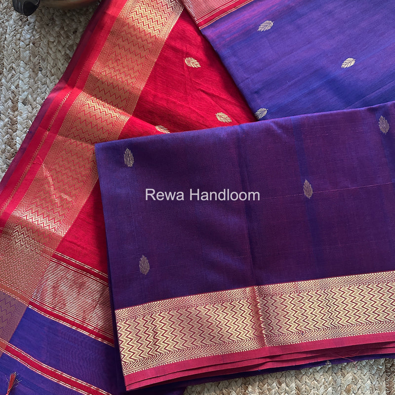 Maheshwari Purple Flower Butti Saree PTB0160