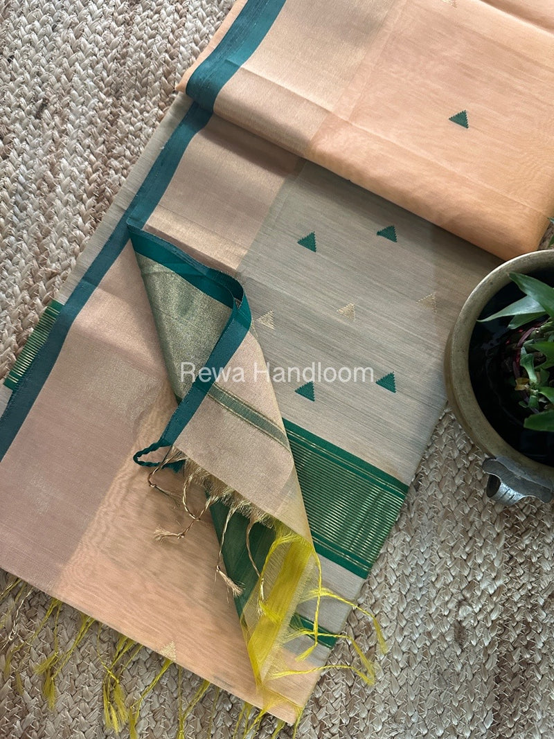 Peach Zari Butti Maheshwari Saree SB0156