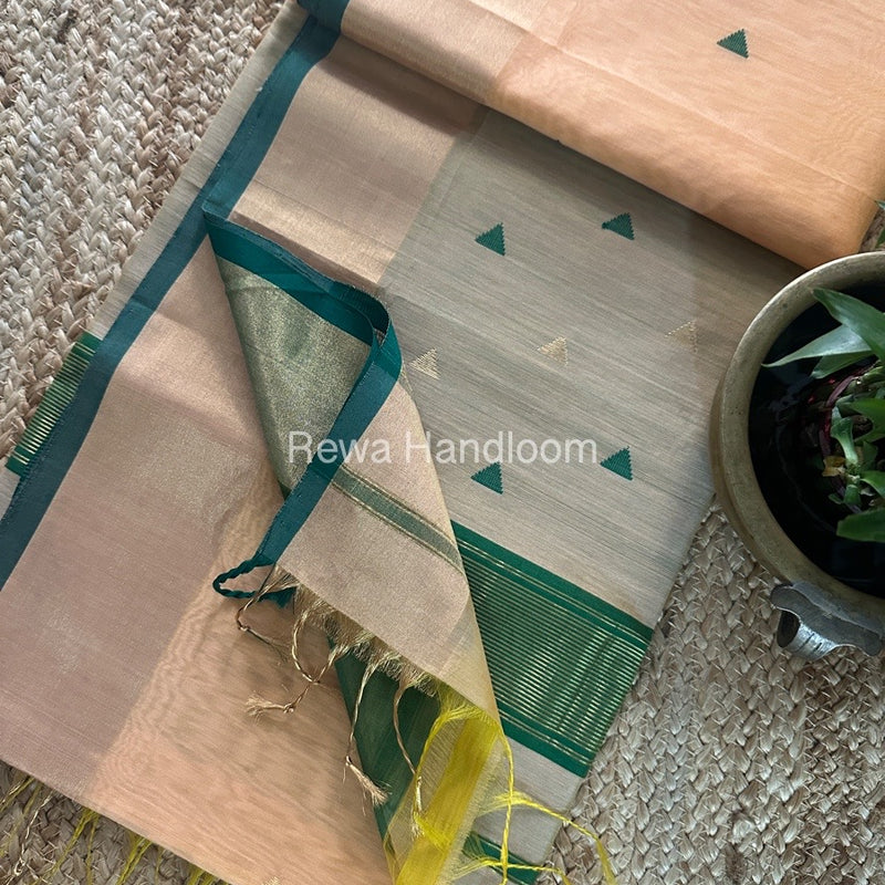 Peach Zari Butti Maheshwari Saree SB0156