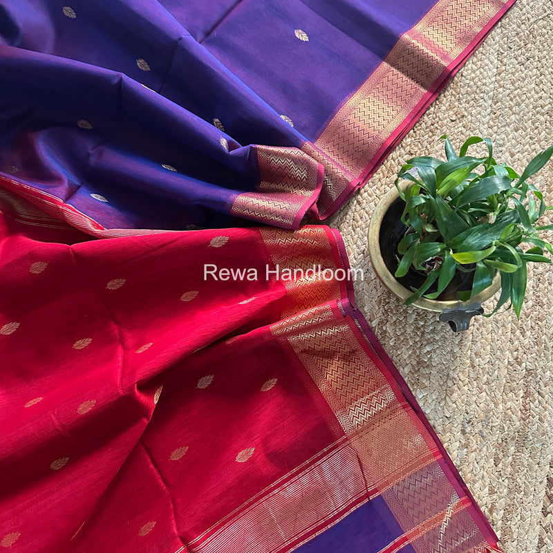 Maheshwari Purple Flower Butti Saree PTB0160