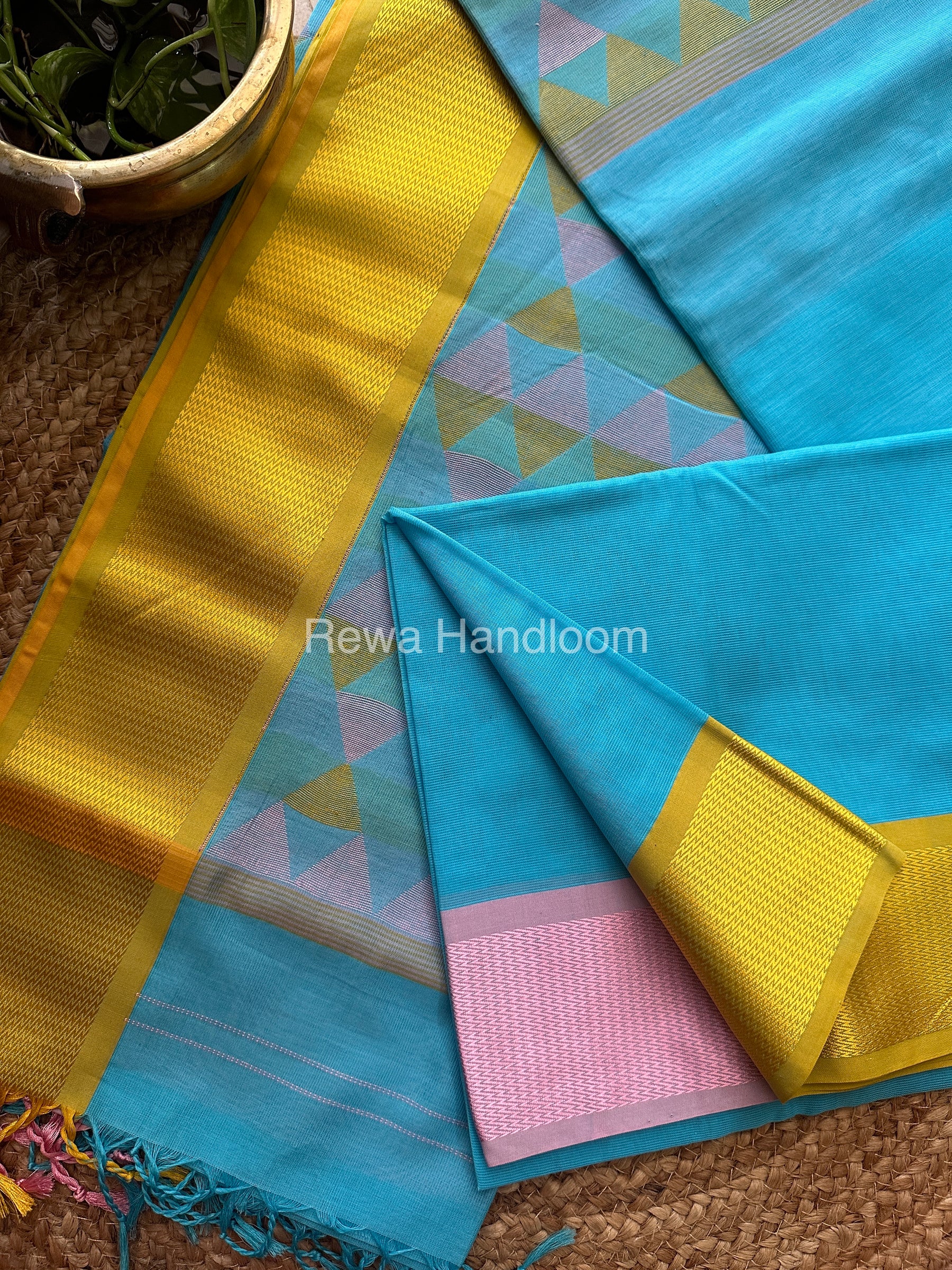 Maheshwari Sky Blue Heavy Pallu Saree-DPS09