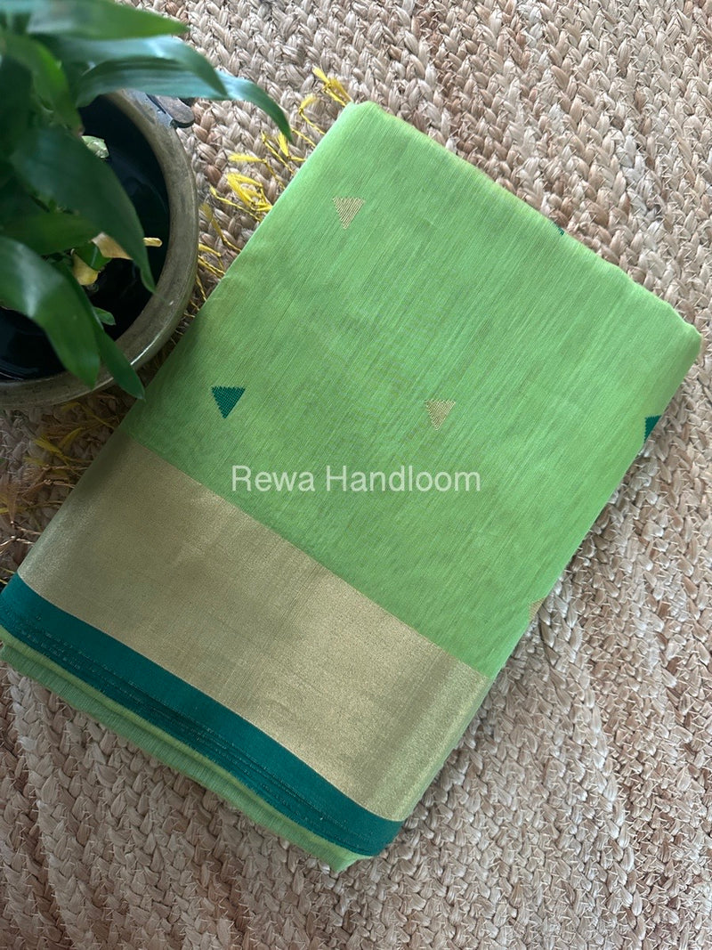 Pista Green Zari Butti Maheshwari Saree SB0157