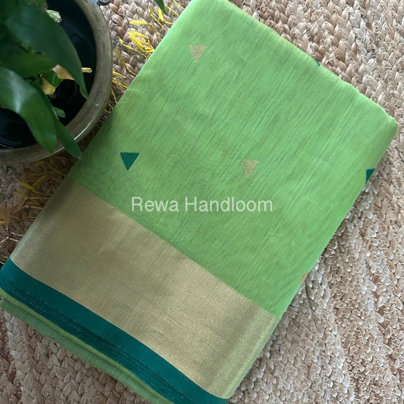 Pista Green Zari Butti Maheshwari Saree SB0157