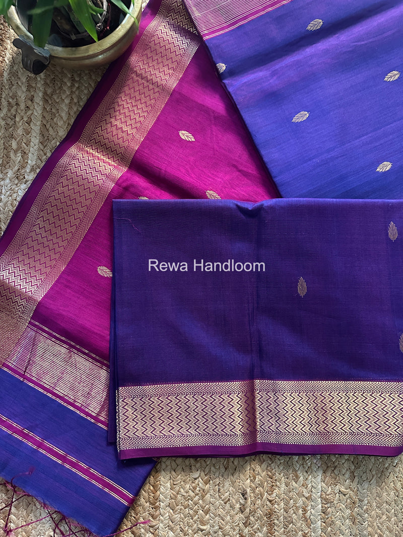 Maheshwari Purple Flower Butti Saree PTB0155