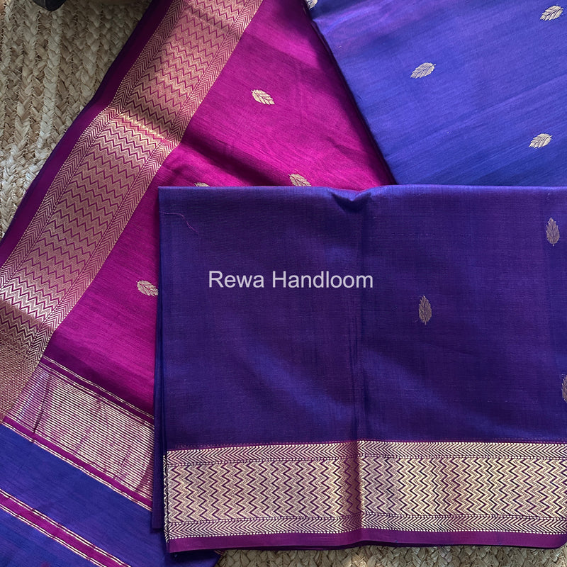 Maheshwari Purple Flower Butti Saree PTB0155