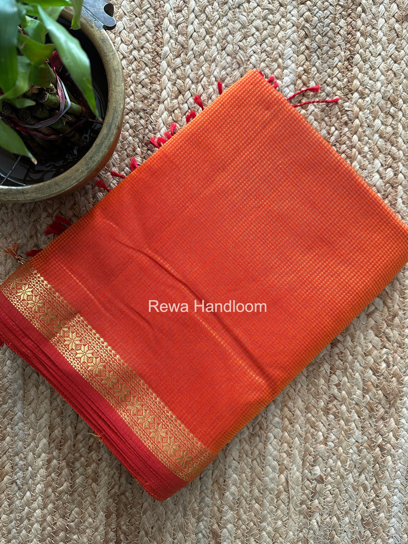 Maheshwari Orange Garbha Reshami Silk Saree GS355