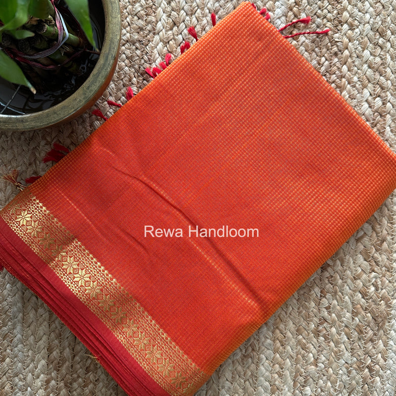 Maheshwari Orange Garbha Reshami Silk Saree GS355