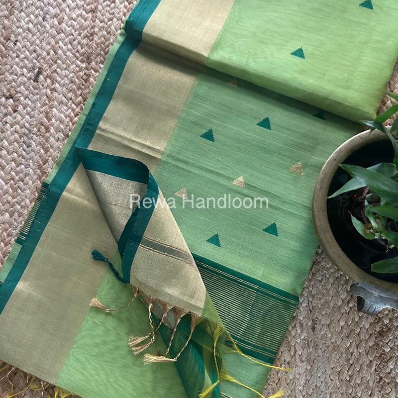 Pista Green Zari Butti Maheshwari Saree SB0157