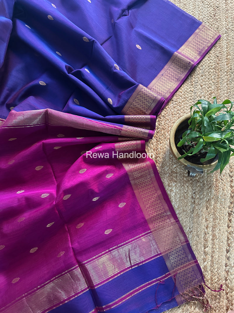 Maheshwari Purple Flower Butti Saree PTB0155