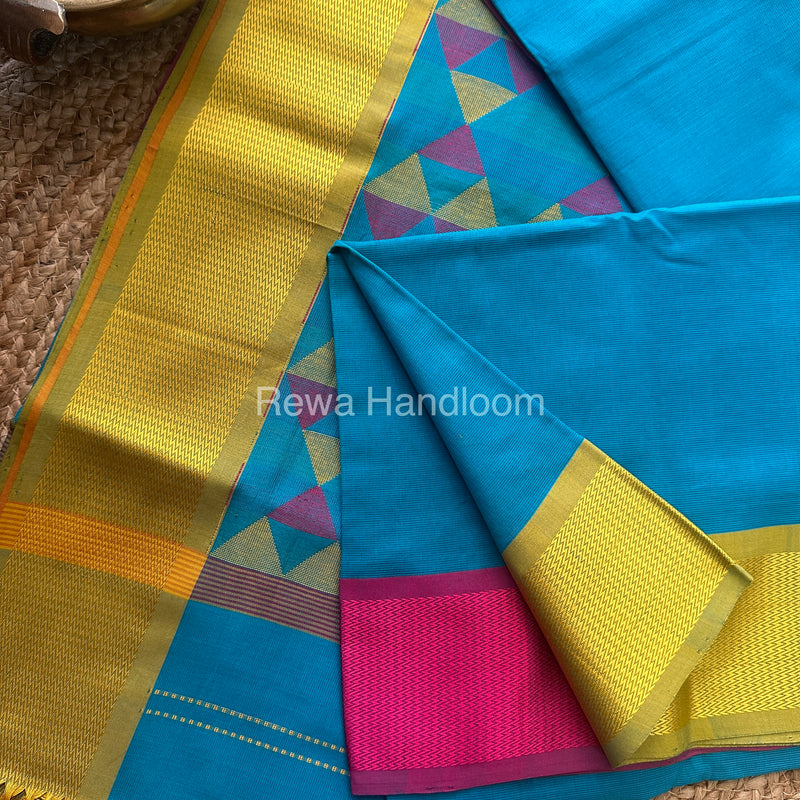Maheshwari Sky Blue Heavy Pallu Saree-DPS010