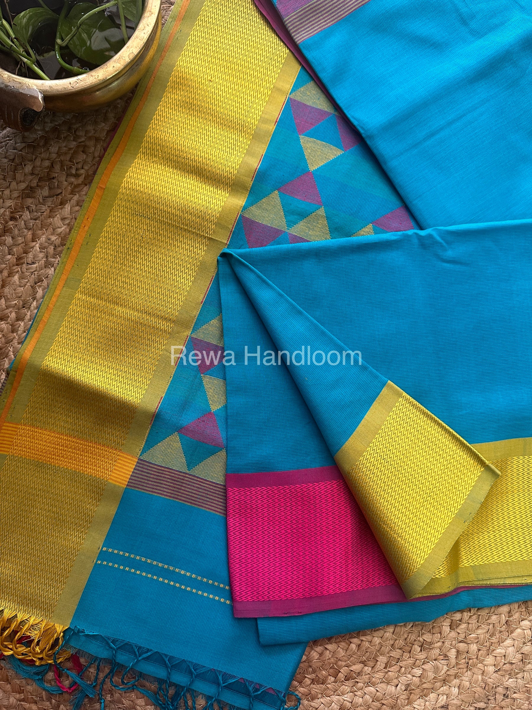 Maheshwari Sky Blue Heavy Pallu Saree-DPS010