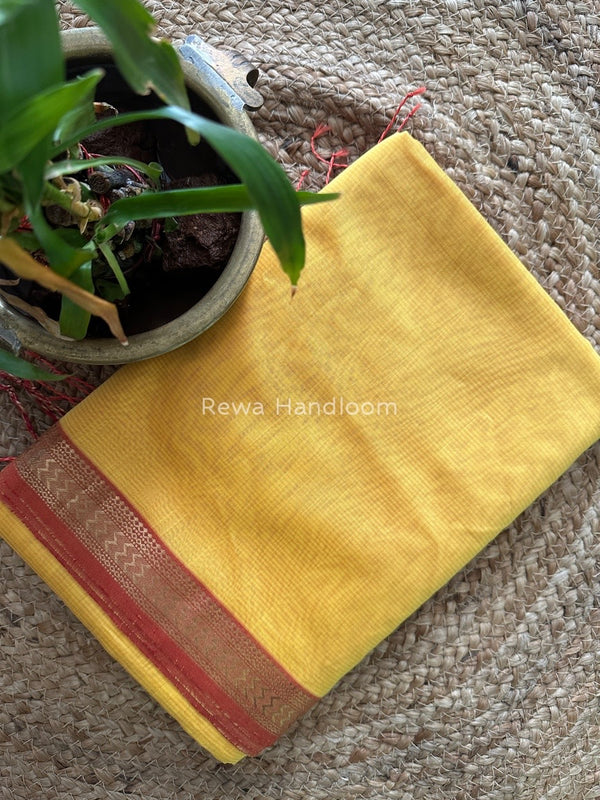 Maheshwari Yellow Rasta Lehar Saree RL024