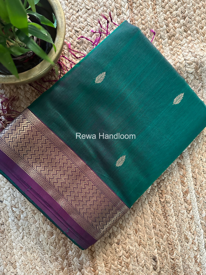 Maheshwari Green Flower Butti Saree PTB0153