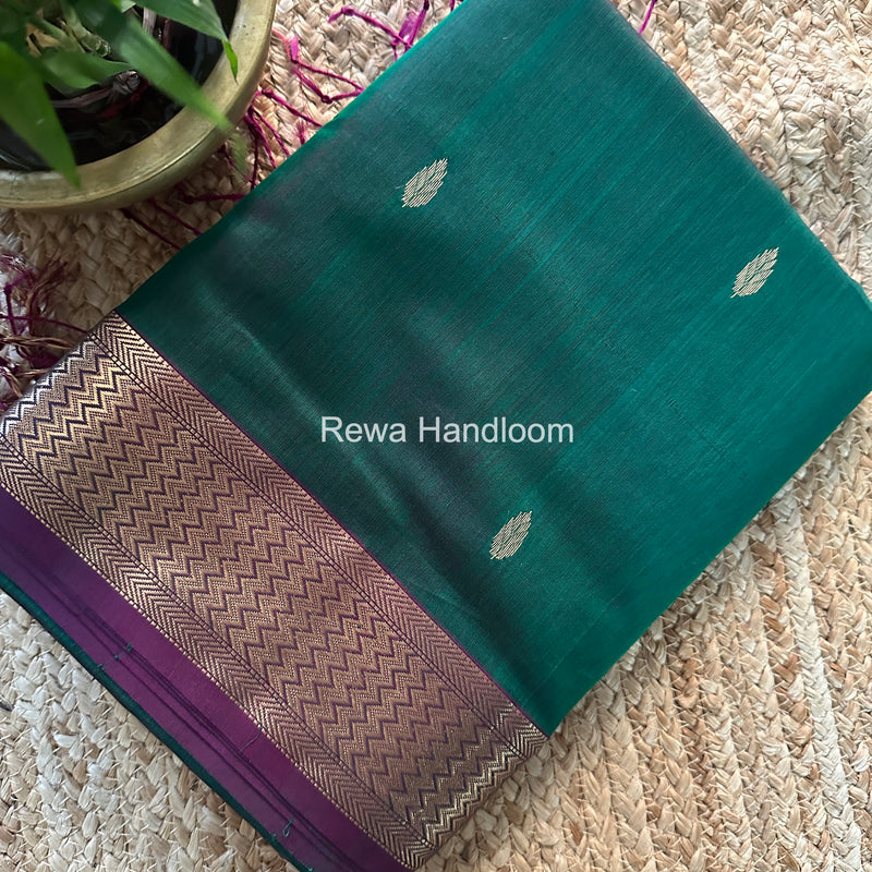 Maheshwari Green Flower Butti Saree PTB0153