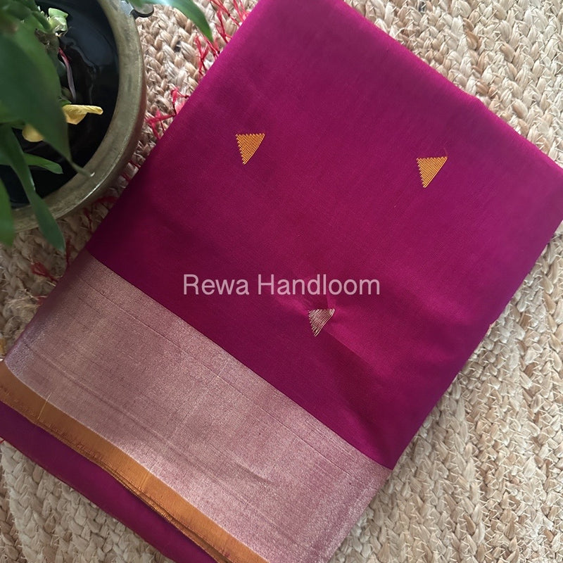Rani Pink Zari Butti Maheshwari Saree SB0158