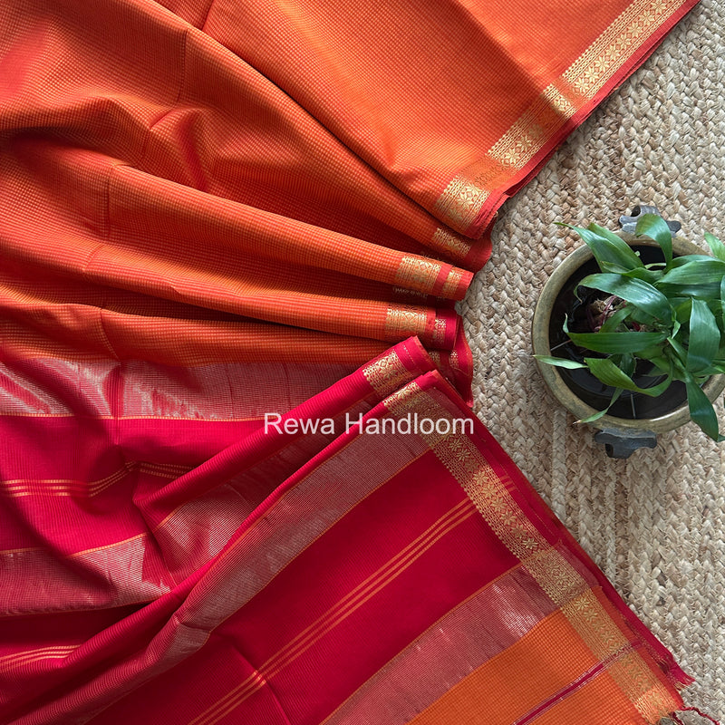 Maheshwari Orange Garbha Reshami Silk Saree GS355