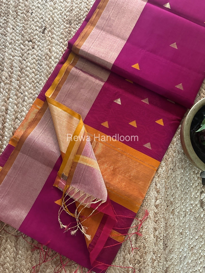 Rani Pink Zari Butti Maheshwari Saree SB0158