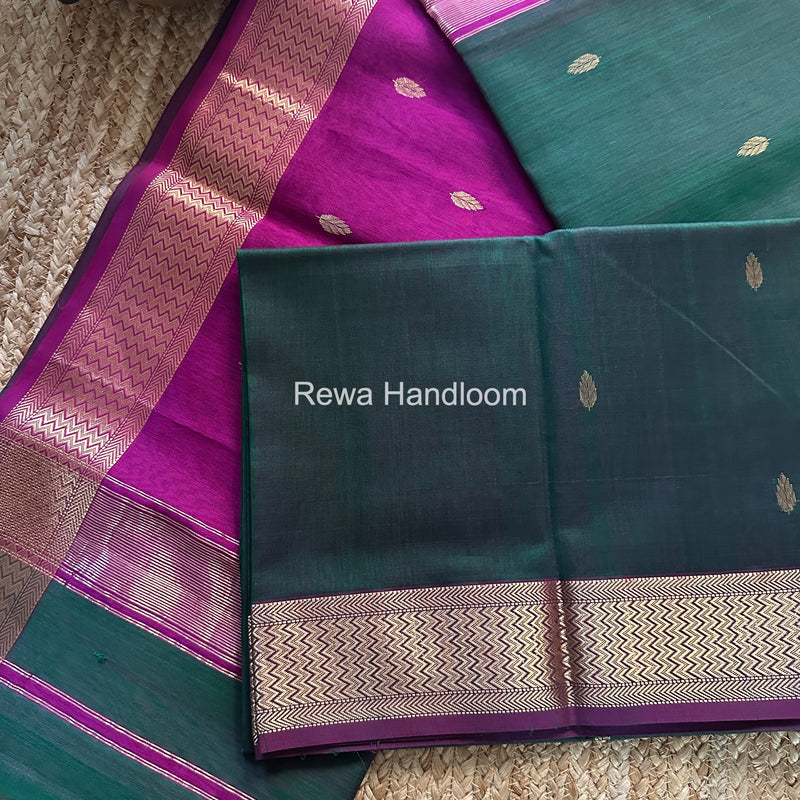 Maheshwari Green Flower Butti Saree PTB0153