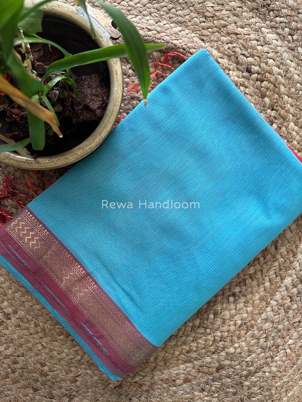 Maheshwari Light Sky Blue Rasta Lehar Saree RL022