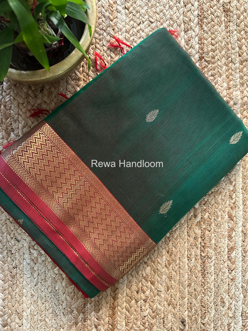Maheshwari Green Flower Butti Saree PTB0162