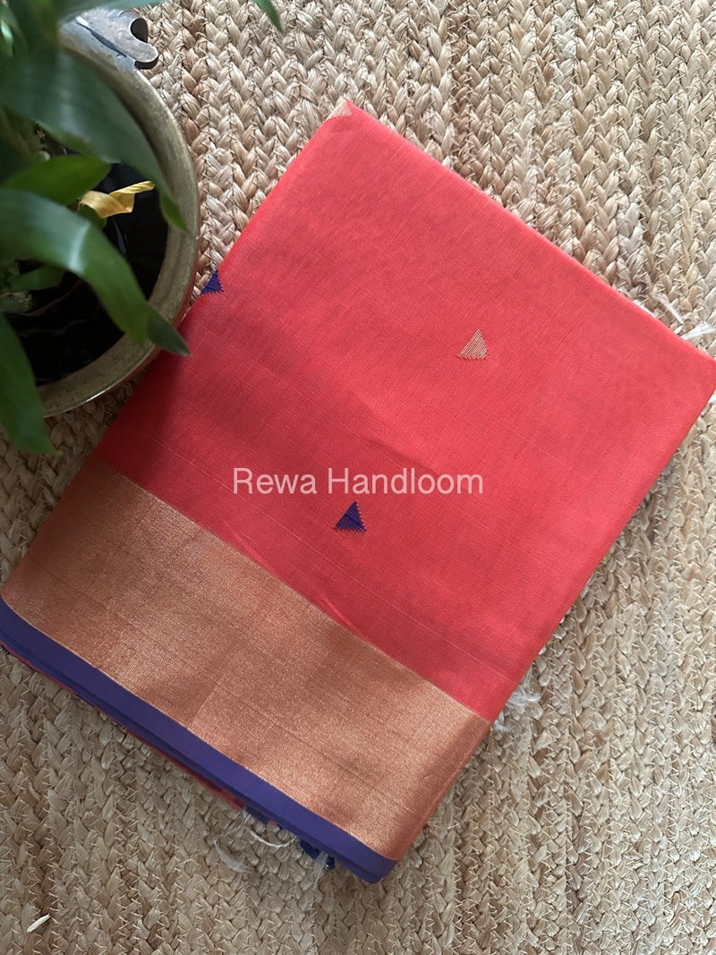 Fuchsia Pink Zari Butti Maheshwari Saree SB0159