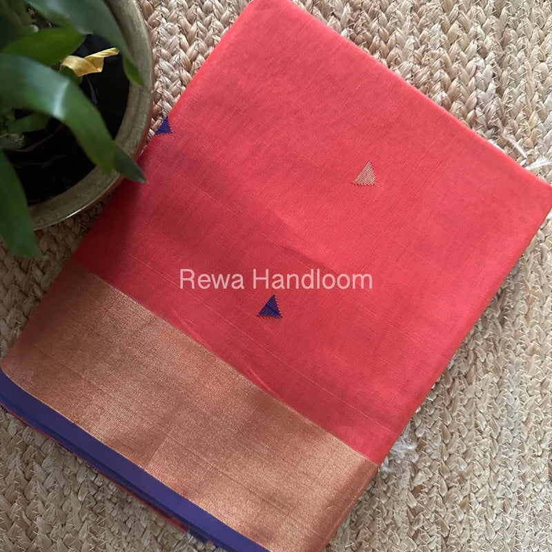 Fuchsia Pink Zari Butti Maheshwari Saree SB0159