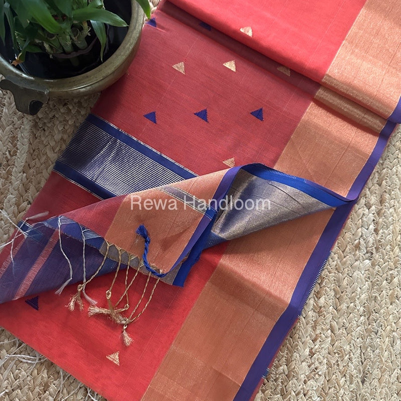 Fuchsia Pink Zari Butti Maheshwari Saree SB0159