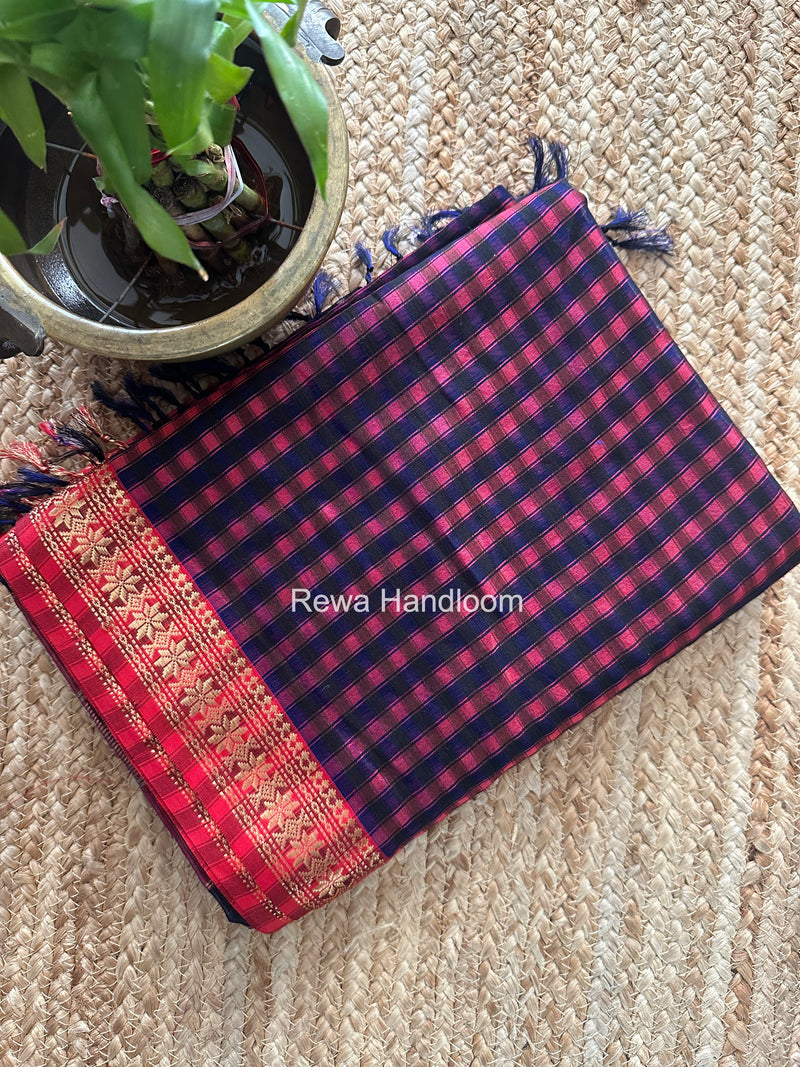 Maheshwari Fuchsia Garbha Reshami Silk Saree GS360