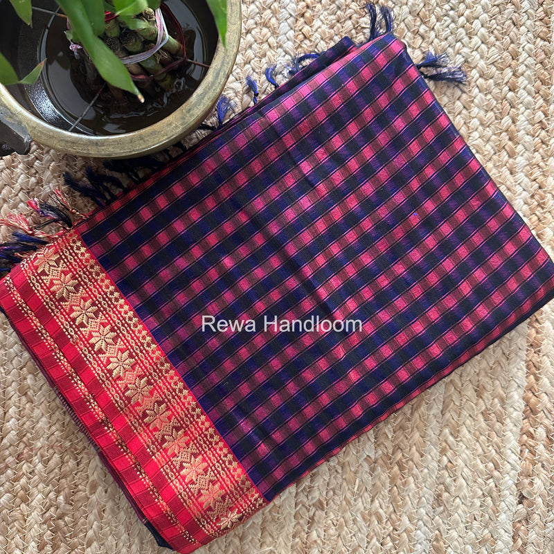 Maheshwari Fuchsia Garbha Reshami Silk Saree GS360