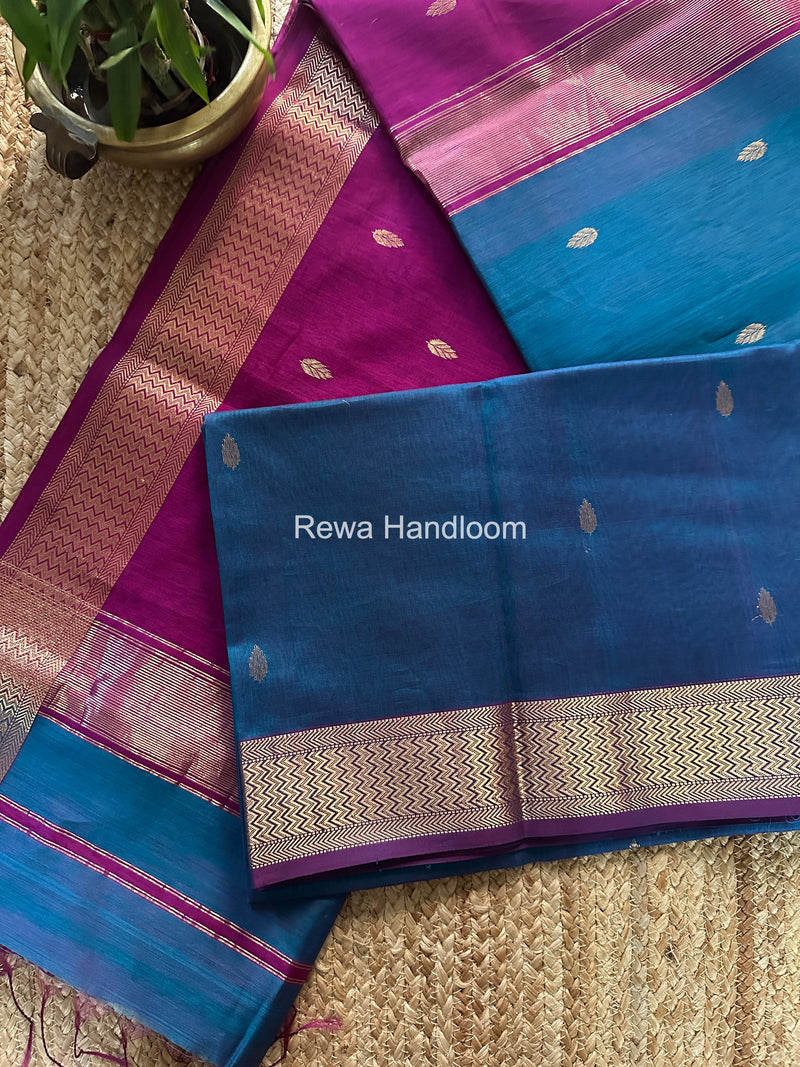 Maheshwari Morpankhi Flower Butti Saree PTB0157