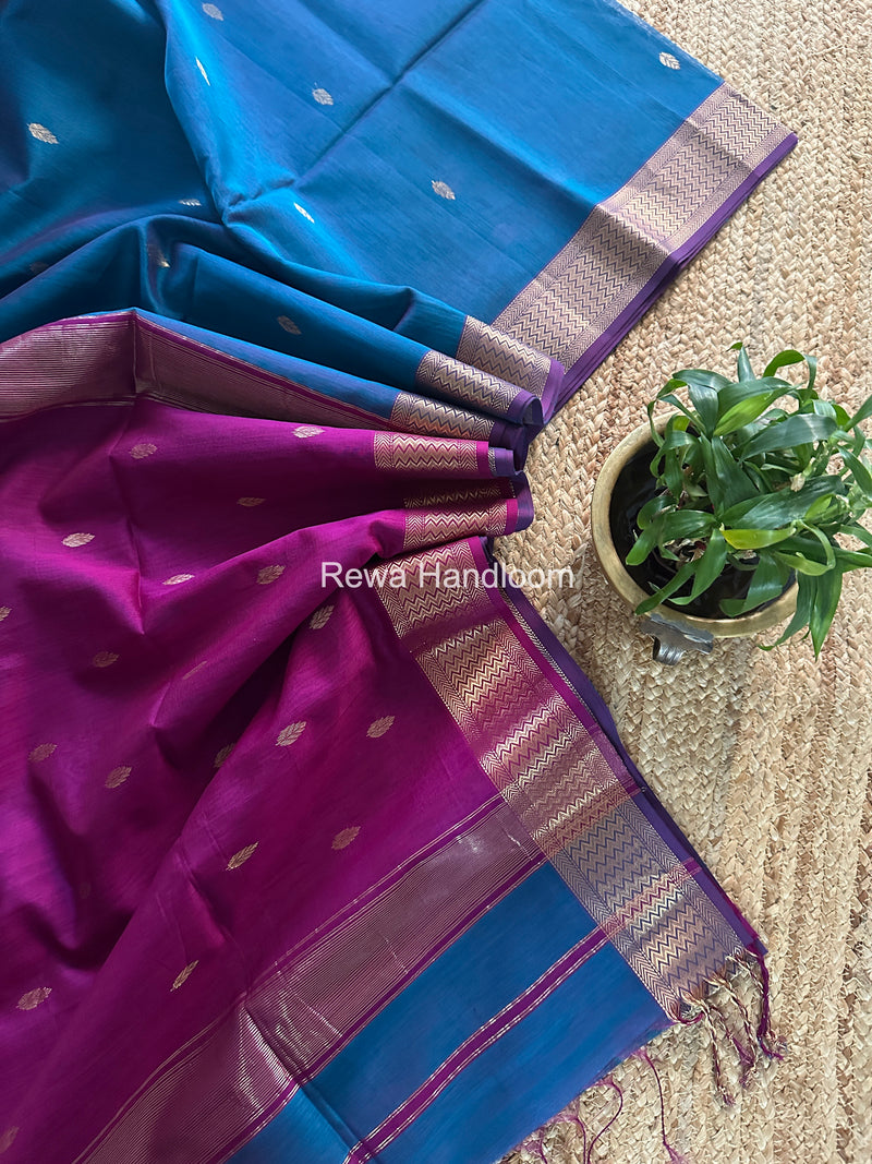 Maheshwari Morpankhi Flower Butti Saree PTB0157