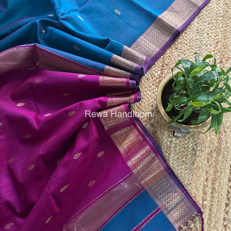 Maheshwari Morpankhi Flower Butti Saree PTB0157