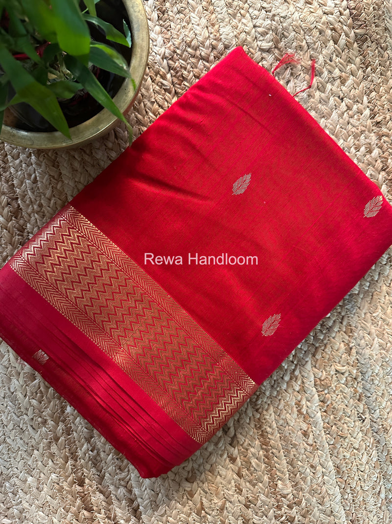 Maheshwari Red Flower Butti Saree PTB0154