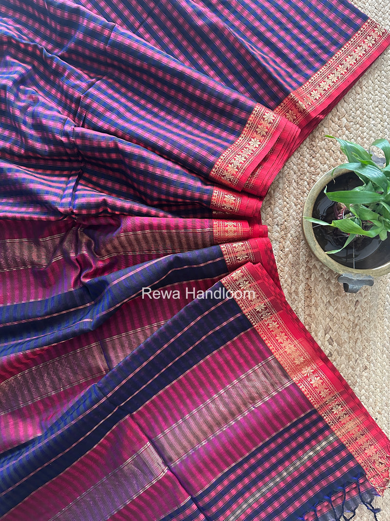 Maheshwari Fuchsia Garbha Reshami Silk Saree GS360