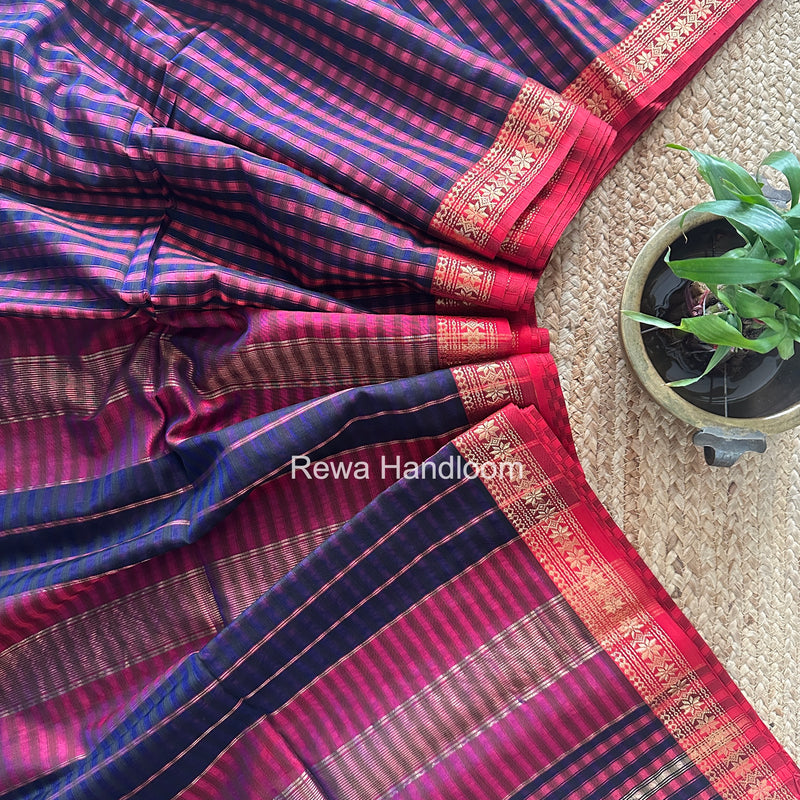 Maheshwari Fuchsia Garbha Reshami Silk Saree GS360