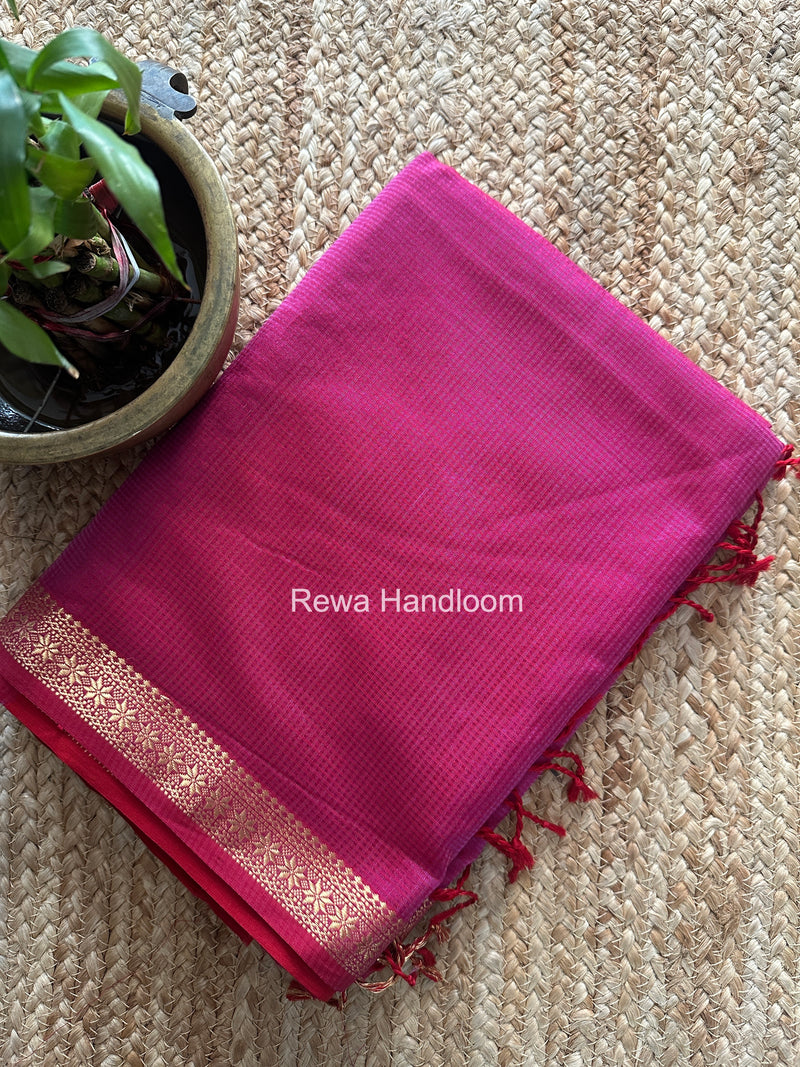 Maheshwari Pink Garbha Reshami Silk Saree GS354