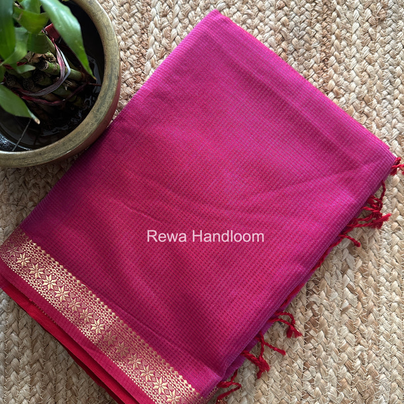 Maheshwari Pink Garbha Reshami Silk Saree GS354