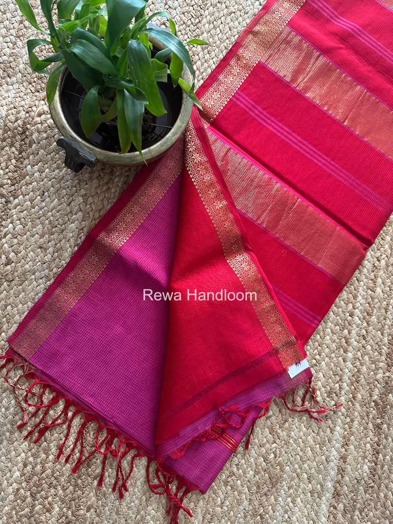 Maheshwari Pink Garbha Reshami Silk Saree GS354